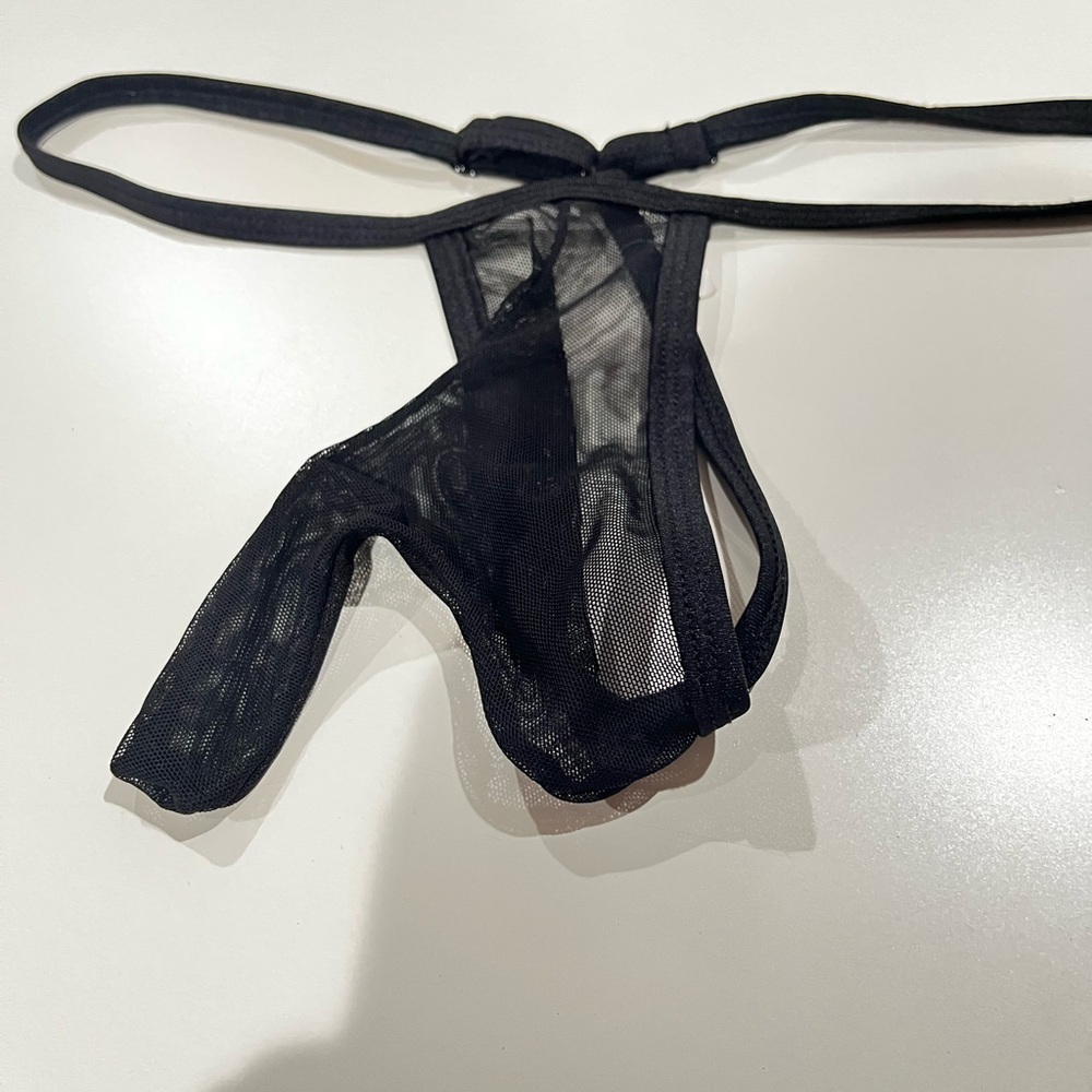Black Sheer Mesh Thong
